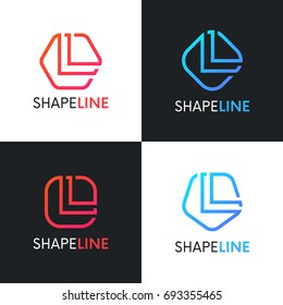 Set of clean L letter linear logo signs vector design.