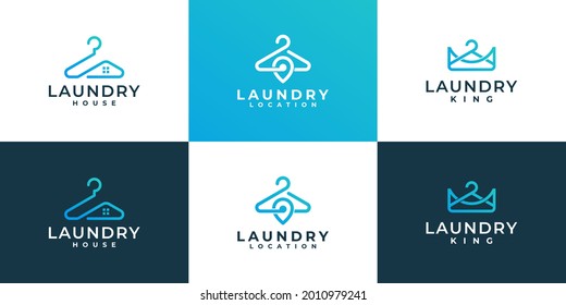 set of Clean Laundry logo design concept with creative combination