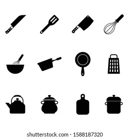 Set clean line icons that display various kitchen utensils and cooking related items. vector illustration.