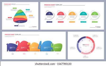 Set of clean and minimalist vector infographic templates. 5 options.