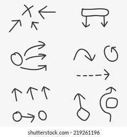 Set of clean modern hand drawn doddle arrows