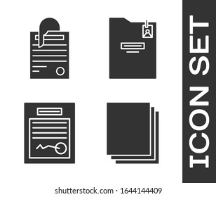 Set Clean paper, File document and paper clip, Filled form and Personal folder icon. Vector