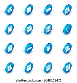 Establecer papel limpio, dinero con escudo, edificio de compras, formulario vacío, documento, correo y correo electrónico, escalas de justicia e icono de gráfico gráfico gráfico. Vector