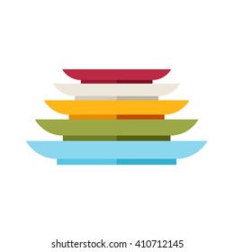 Set of clean plates. Kitchen and cooking icons. Flat style vector illustration