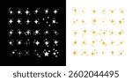 Set of Clean shining icons. Sparkle Sign. Flash symbol. Twinkle star shapes vector design. Set of Star Shapes. Christmas stars icons.