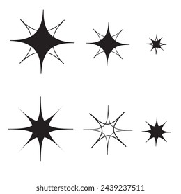 Set of Clean shining icons. Sparkle Sign. Star icons. Twinkling stars. Sparkles, shining burst. sparkle silhouette. Star emojis. Twinkle star shapes vector