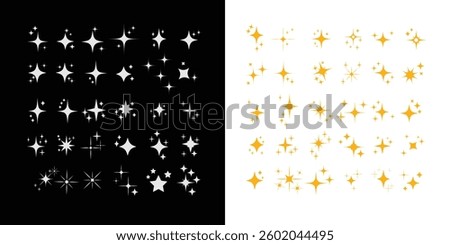 Set of Clean shining icons. Sparkle Sign. Flash symbol. Twinkle star shapes vector design. Set of Star Shapes. Christmas stars icons.
