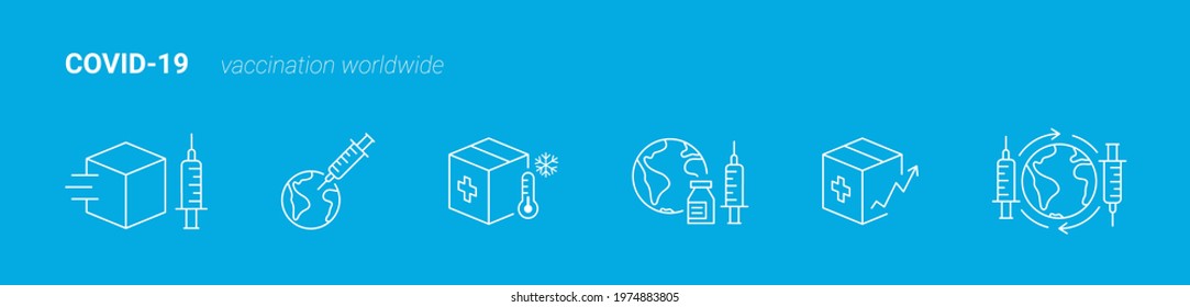 Set of clean and simple icons, corona symbols, vaccination, easy to use, Editable Stroke.