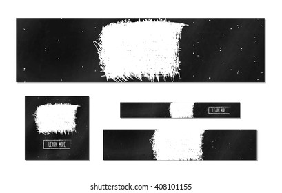 A set of clean templates web banners with buttons of various sizes for Internet sites in the form of chalk boards. The school theme. Vector illustration