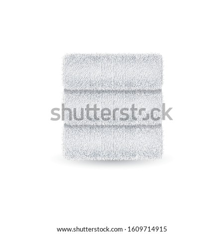 Set of clean terry towels isolated on a white background. 3d realistic spa cotton towels for hotel bathroom hygiene or sauna. Three white rolled folded fluffy terry towels. Vector Illustration