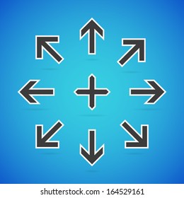 Set Of Clean Vector Arrow Symbol Icons Pointing In All Directions