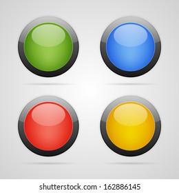 Set of clean vector blank color circle buttons