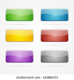 Set of clean vector color blank buttons with rounded corners
