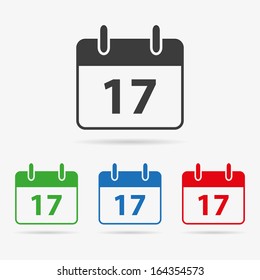 Set Of Clean Vector Color Calendar Symbol Icons