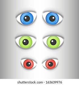 Set of clean vector color cartoon eyes