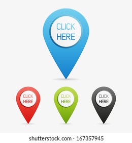 Set of clean vector color click here symbol icon pointers