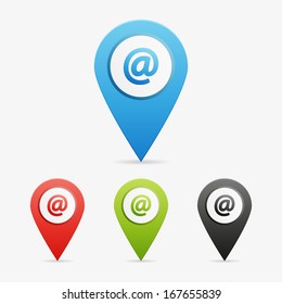 Set of clean vector color email symbol icon pointers