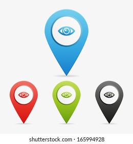 Set of clean vector color eye symbol icon pointers
