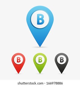 Set of clean vector color letter and number symbol icon pointers, B