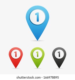 Set of clean vector color letter and number symbol icon pointers, 1