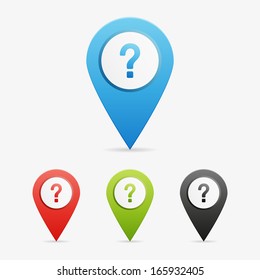 Set of clean vector color question mark symbol icon pointers