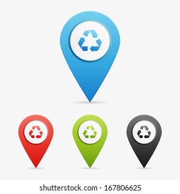 Set of clean vector color recycling symbol icon pointers