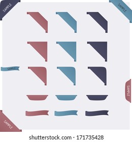 Set of clean vector color retro page corner ribbons