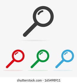 Set of clean vector color search symbol icons