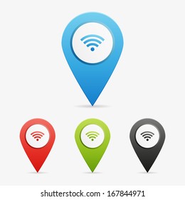 Set of clean vector color signal symbol icon pointers