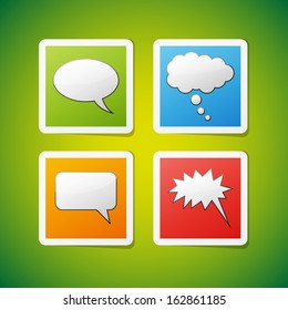 Set of clean vector color speech bubbles sticker icons