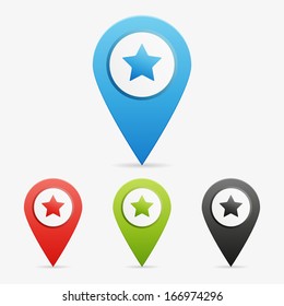 Set of clean vector color star symbol icon pointers