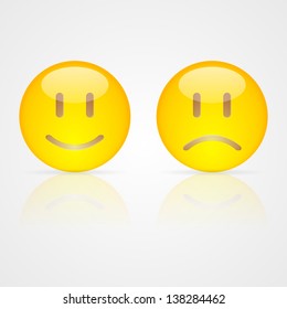 Set of clean vector happy and sad smiles