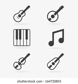 Set of clean vector musical instruments symbol icons