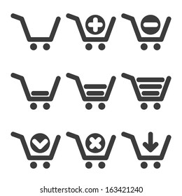 Set of clean vector shopping cart isolated icons