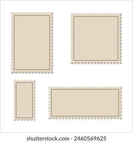 A set of clean vintage postage stamps for an envelope. A template for the design. Isolated on a white background. Vector illustration.