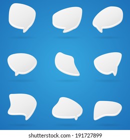 Set of clean white crazy isolated comic speech bubbles