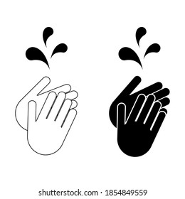 Set of clean your dirty hand, wash hygiene vector illustration icon, preventation flat symbol isolated on white background