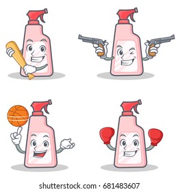 Set of cleaner character with baseball cowboy basketball boxing