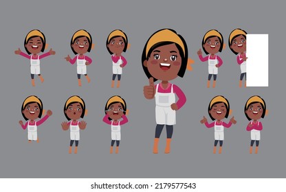 Set of cleaner with different poses