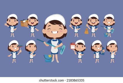 Reiniger mit unterschiedlichen Posen