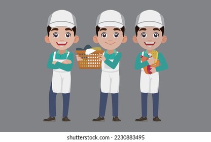 Set of cleaner with different poses
