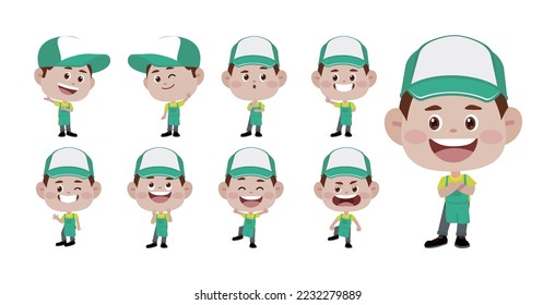 Set of cleaner with different poses