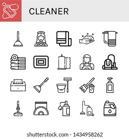 Set of cleaner icons such as Soap, Plunger, Maid, Towel, Washing, Towels, Paper towel, Vacuum cleaner, Tissue, Mop, Broom, Napkin holder, Cleaner ,