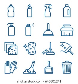 Set of cleaning agents and tools icons. Vector illustration