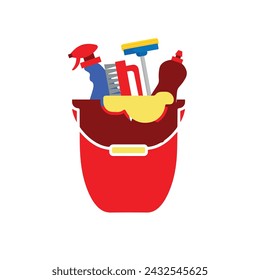 Set of cleaning equipment. House cleaning service  illustration vector design
