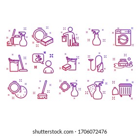 Set of Cleaning and Housework line icons Vector Icons. Set of cleaning thin line icons. Contains icons as windows and floor cleaning. Vector illustration EPS10
