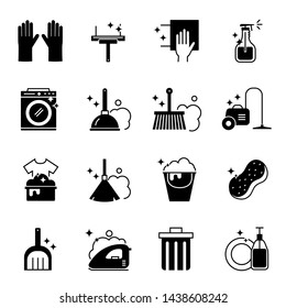 Set of Cleaning icon vector design.