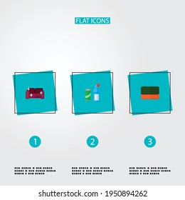 Set of cleaning icons flat style symbols with sponge, furniture, detergent and other icons for your web mobile app logo design.