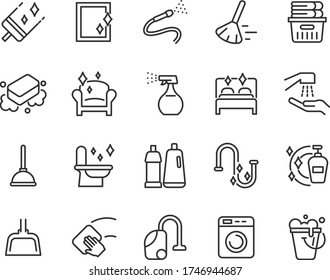 set of cleaning icons, housekeeping, washing