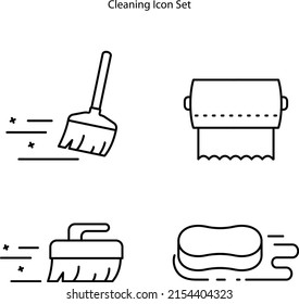 Set of Cleaning icons, such as broom, brush, sponge, tissue, Clean dishes icons. Wash hands,